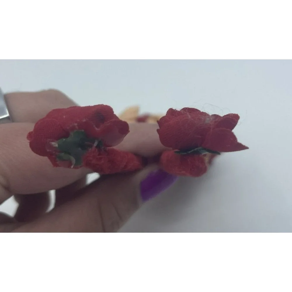2 Vtg 50s Christmas‎ Ornaments Velvet Silk Celluloid Hands Bo Peep Drummer Boy